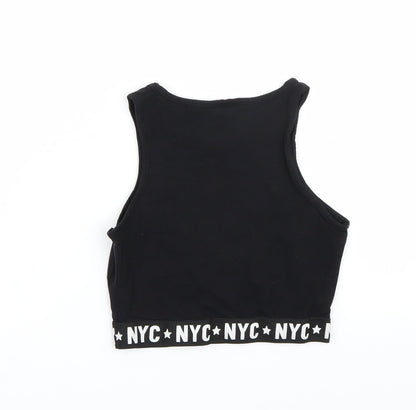 Back view of NYC girls’ black basic tank, size 10-11, years