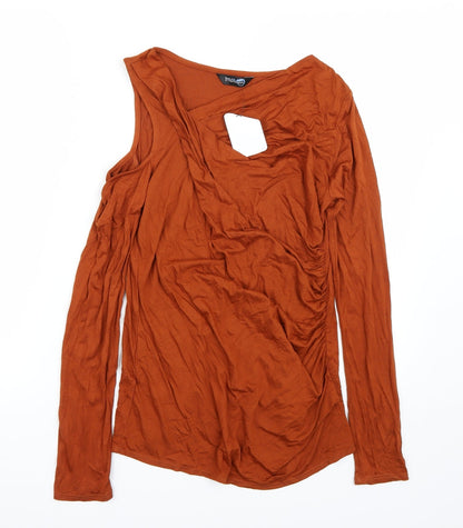 Additional front view of Blue Chameleon women’s brown basic polo, size UK 14