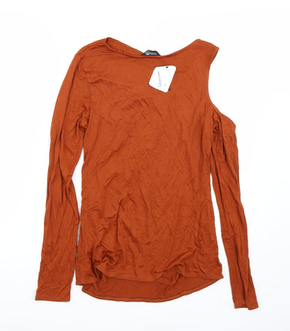Back view of Blue Chameleon women’s brown basic polo, size UK 14