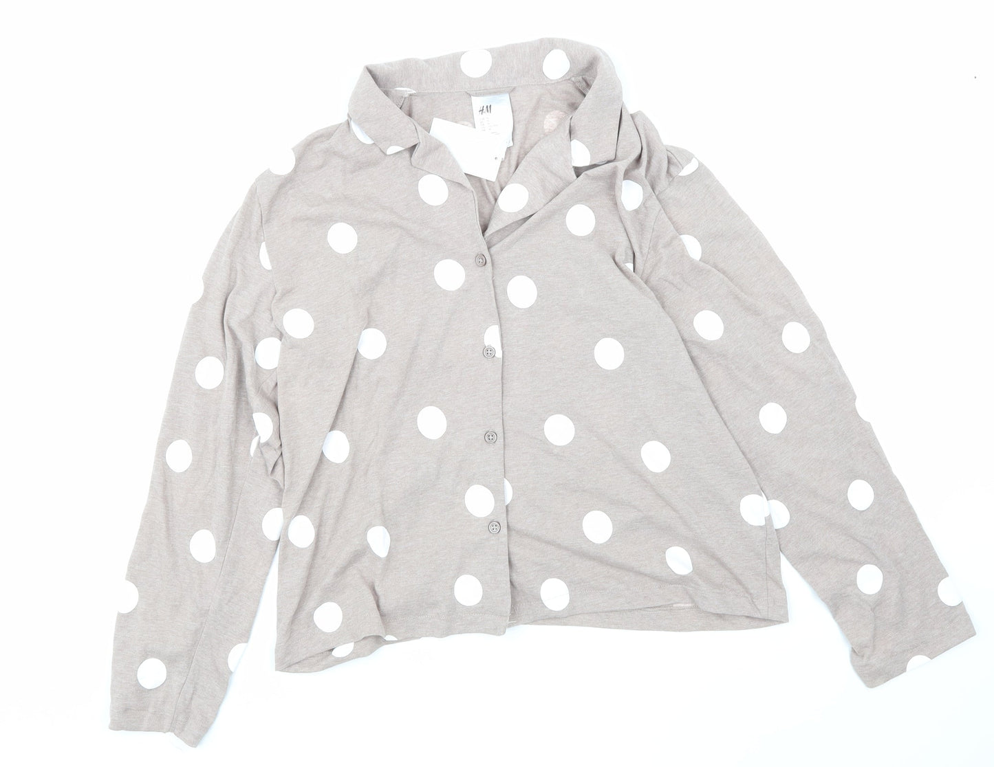 H&M Womens Beige Polka Dot  Basic Button-Up Size M