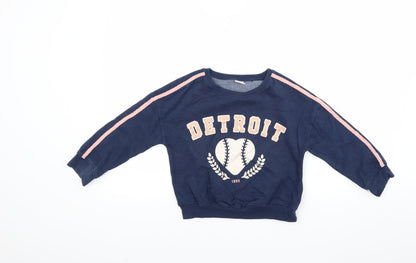 Additional front view of Next girls’ blue pullover sweatshirt, size 6, years