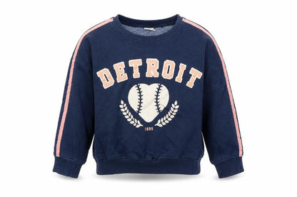 Front view of Next girls’ blue pullover sweatshirt, size 6, years