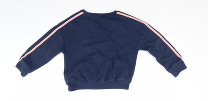 Back view of Next girls’ blue pullover sweatshirt, size 6, years