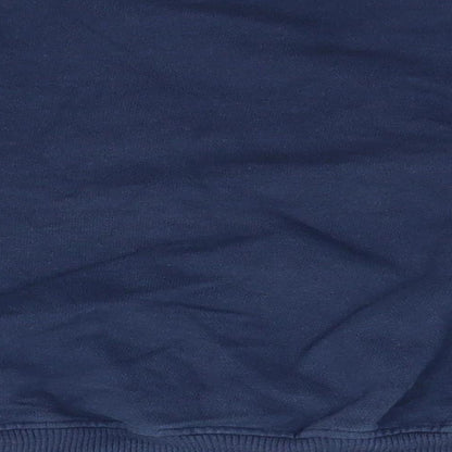 Brand and care label for Next girls’ blue pullover sweatshirt, size 6, years