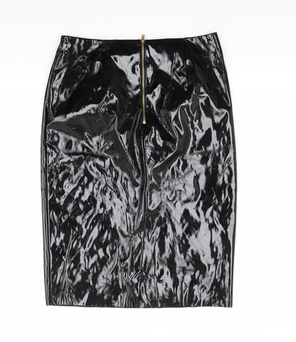 Back view of Topshop women’s black a-line skirt, size UK 10