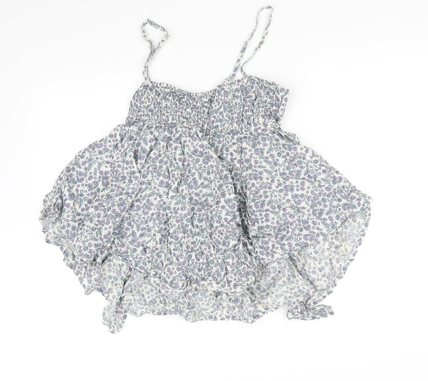 pre worn Womens White Floral  Basic Blouse Size 12