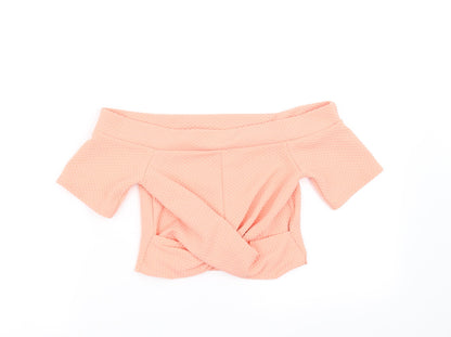 Front view of Miss Selfridge women’s orange basic t-shirt, size UK 8