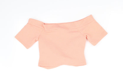Back view of Miss Selfridge women’s orange basic t-shirt, size UK 8