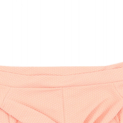 Close-up detail of Miss Selfridge women’s orange basic t-shirt, size UK 8