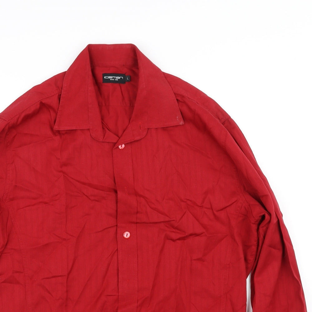 Iceman Mens Red    Button-Up Size L