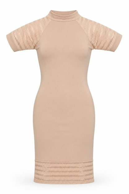 Front view of miss guidefd women’s beige fit & flare, size S