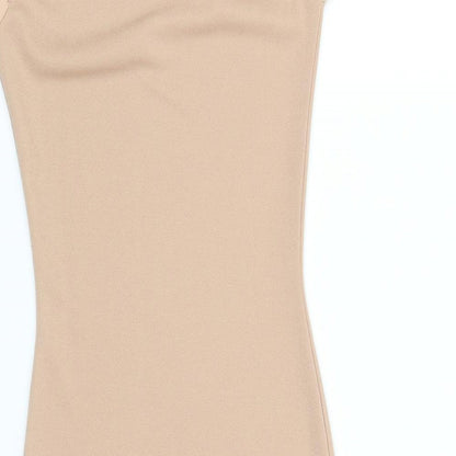 Brand and care label for miss guidefd women’s beige fit & flare, size S