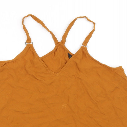 Close-up detail of New Look women’s orange basic blouse, size UK 8