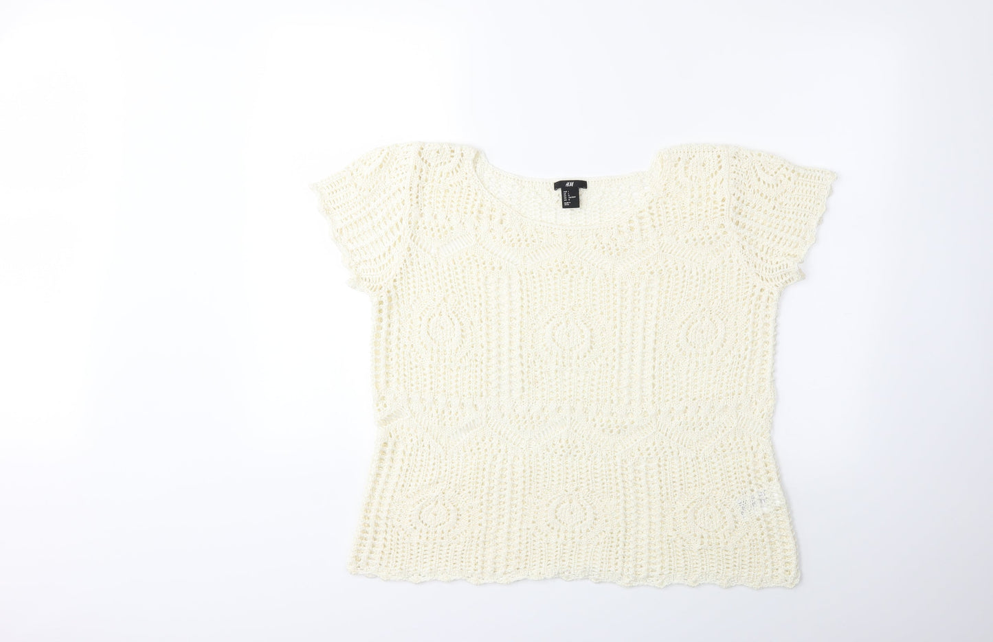 H&M Womens White   Pullover Jumper Size L