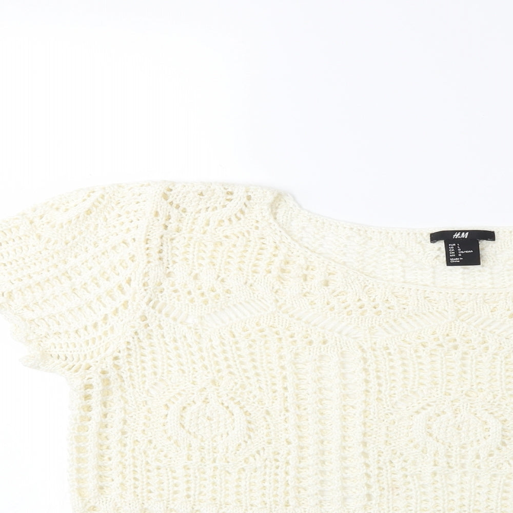 H&M Womens White   Pullover Jumper Size L