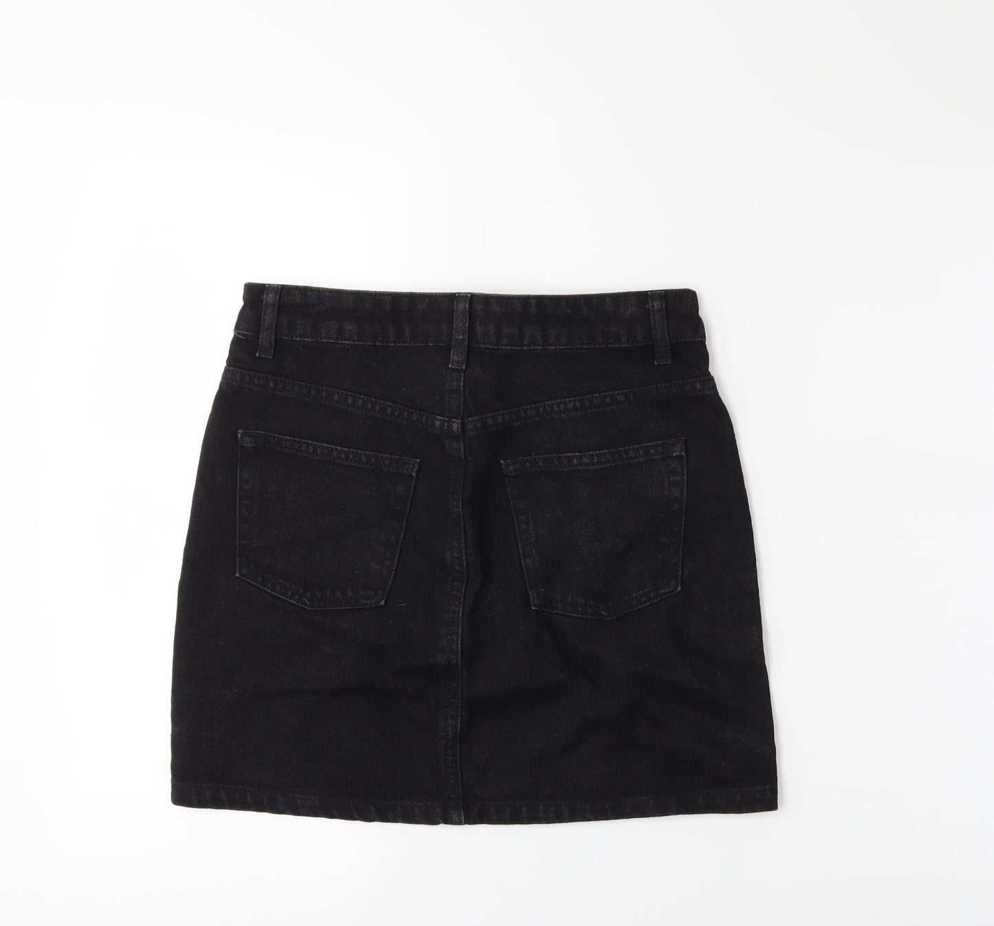 Topshop Womens Black  Denim Mini Skirt Size 8