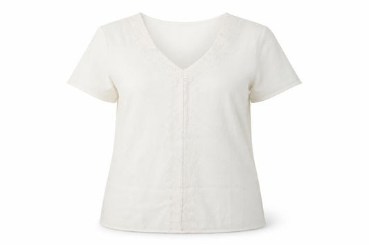 Front view of JULIPA women’s white basic t-shirt, size UK 14