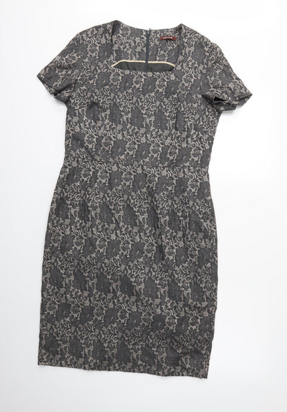 Additional front view of Savoir women’s brown rayon sheath, size UK 14