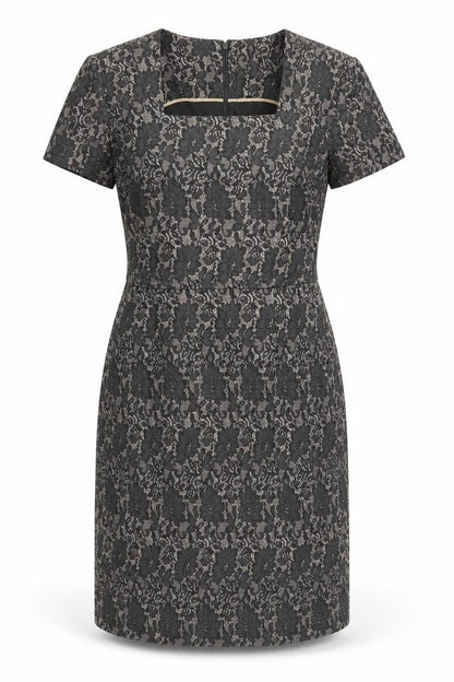 Front view of Savoir women’s brown rayon sheath, size UK 14