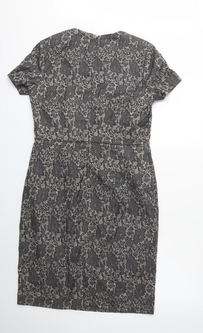 Back view of Savoir women’s brown rayon sheath, size UK 14