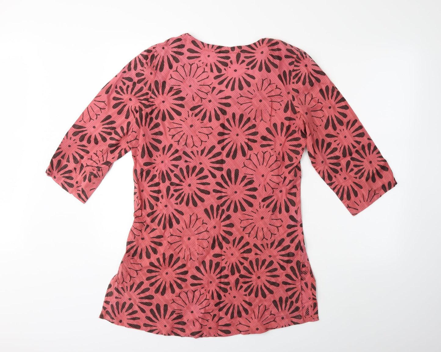 Adini Womens Pink Floral  Basic T-Shirt Size 12