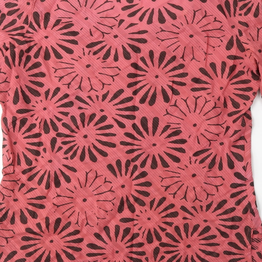 Adini Womens Pink Floral  Basic T-Shirt Size 12