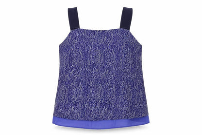 Front view of Next women’s blue basic tank, size UK 14