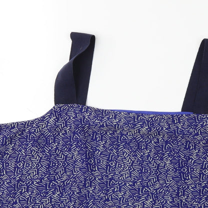 Close-up detail of Next women’s blue basic tank, size UK 14