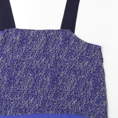 Brand and care label for Next women’s blue basic tank, size UK 14