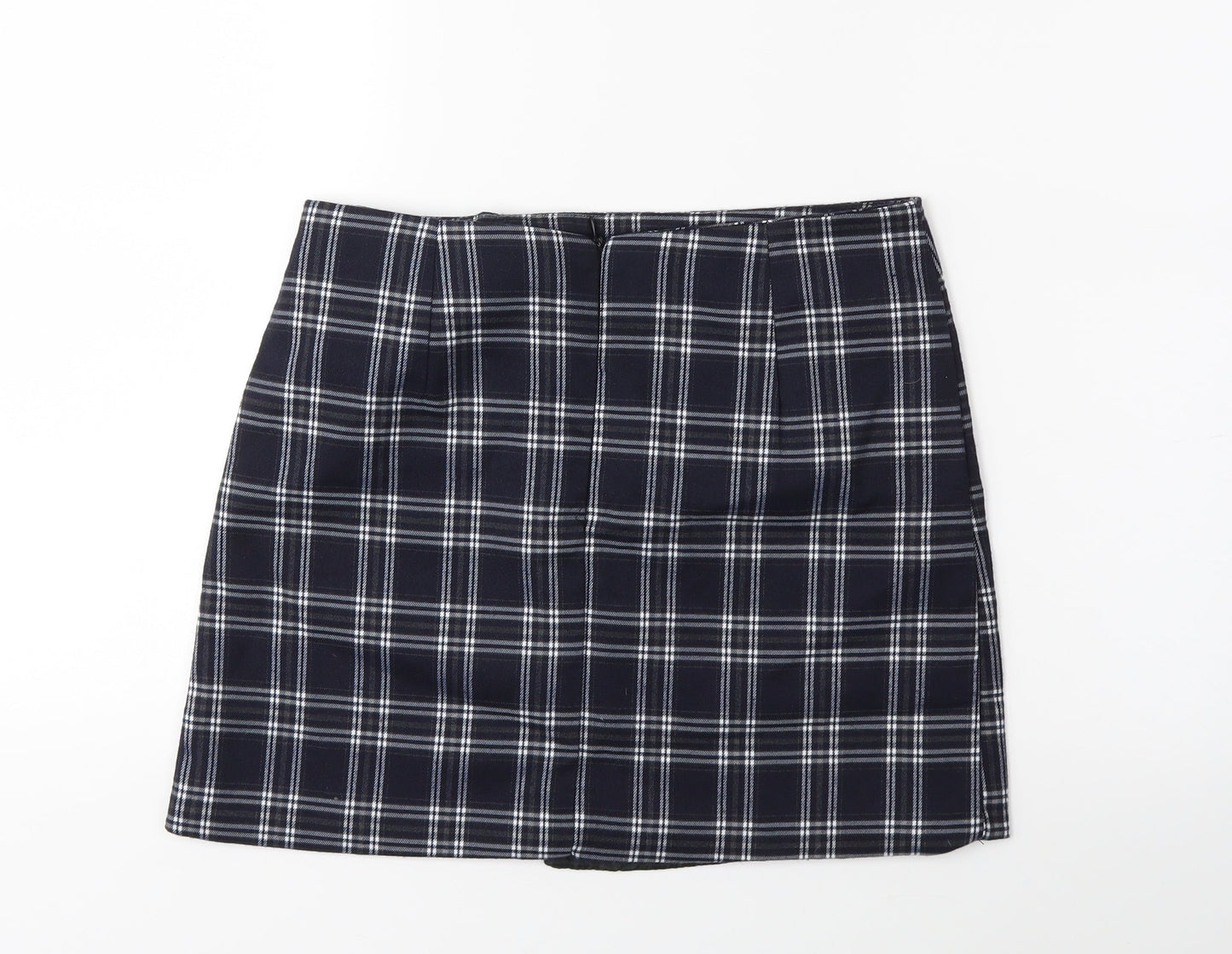 Preworn Womens Blue Check  Mini Skirt Size 27 in