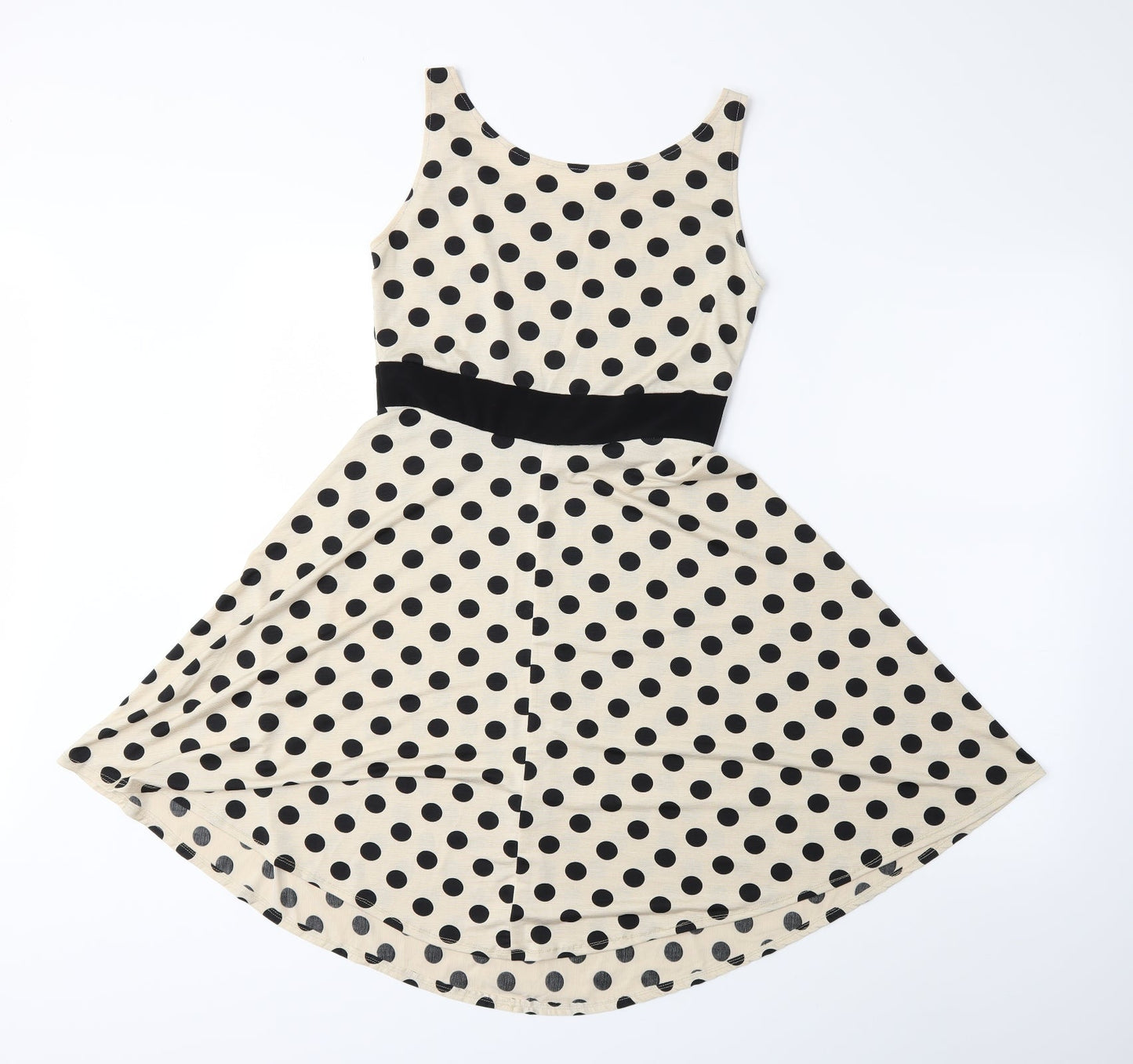 Preworn Womens Beige Polka Dot  Fit & Flare  Size M