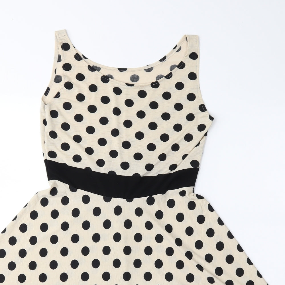 Preworn Womens Beige Polka Dot  Fit & Flare  Size M