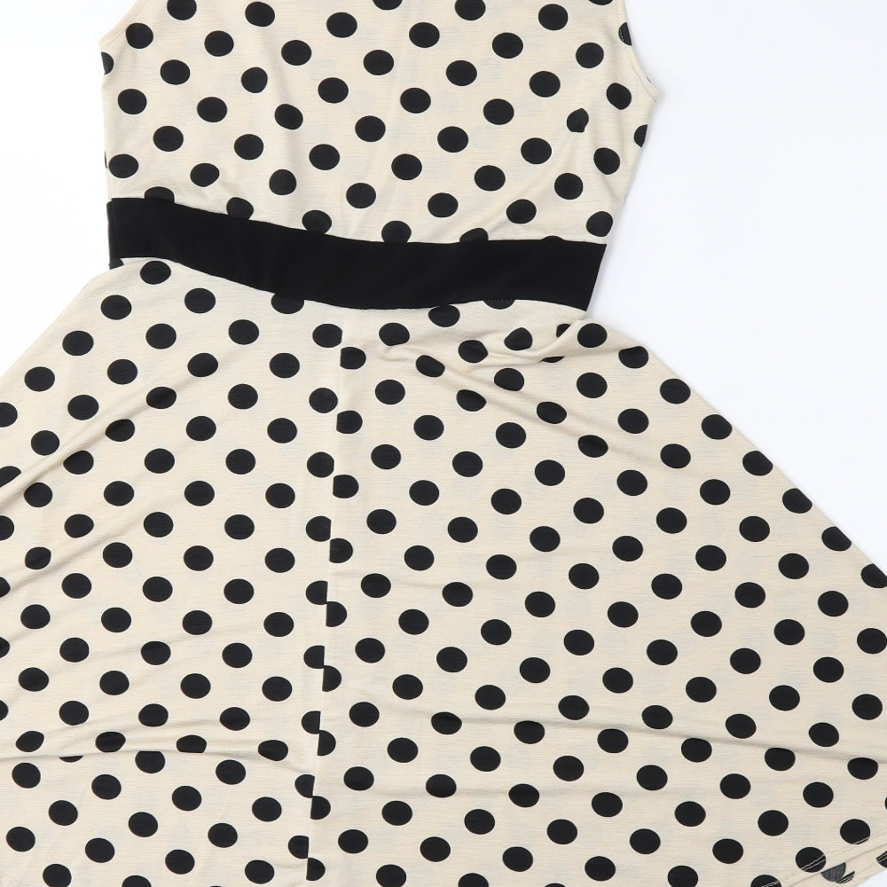 Preworn Womens Beige Polka Dot  Fit & Flare  Size M