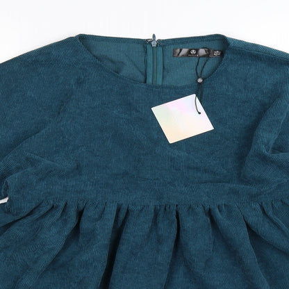 Close-up detail of Missguided women’s blue fit & flare, size UK 6