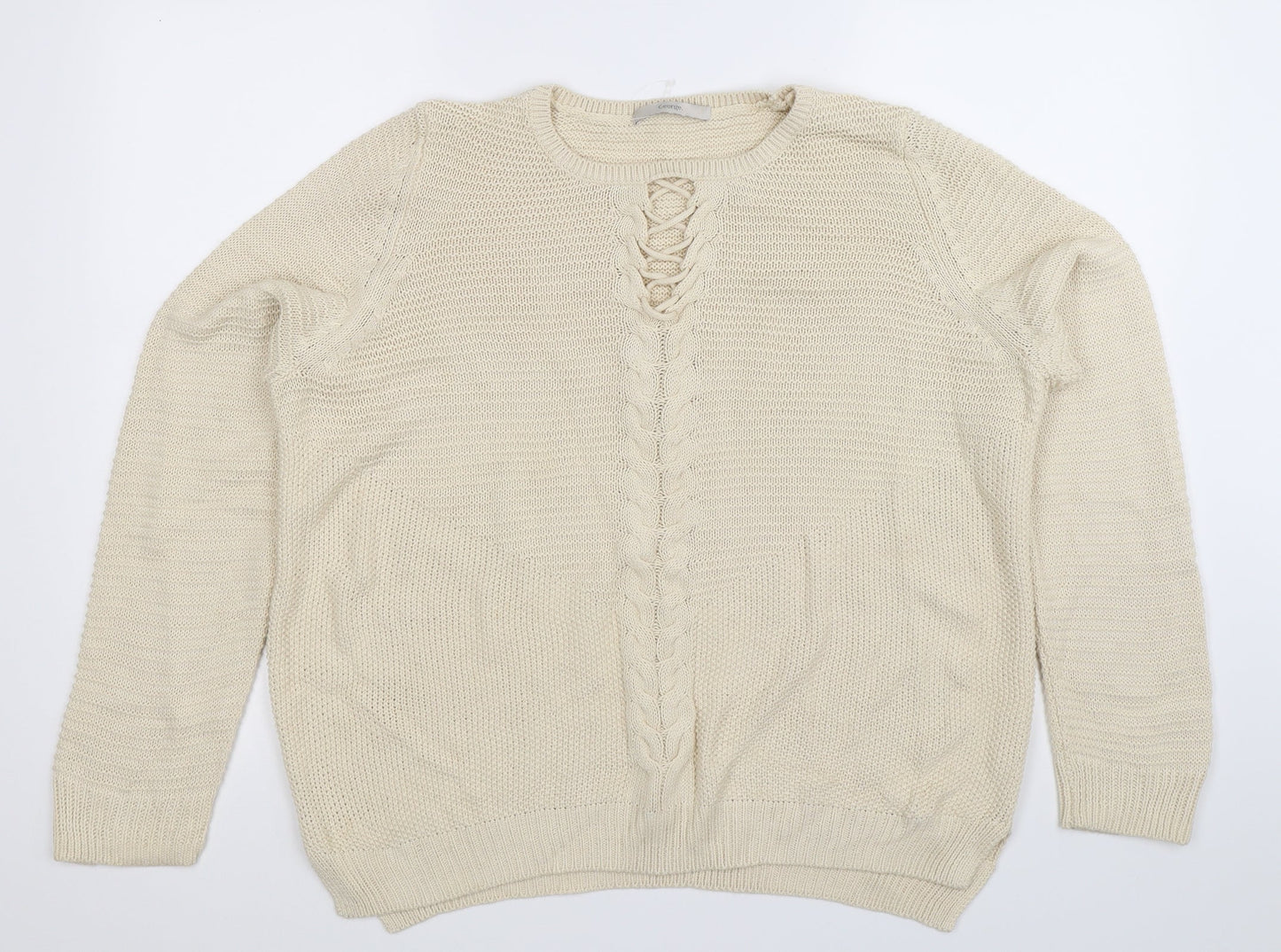 George Womens White  Knit Pullover Jumper Size 14