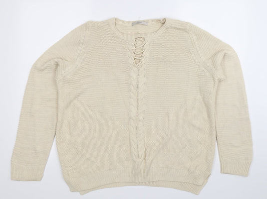 George Womens White  Knit Pullover Jumper Size 14