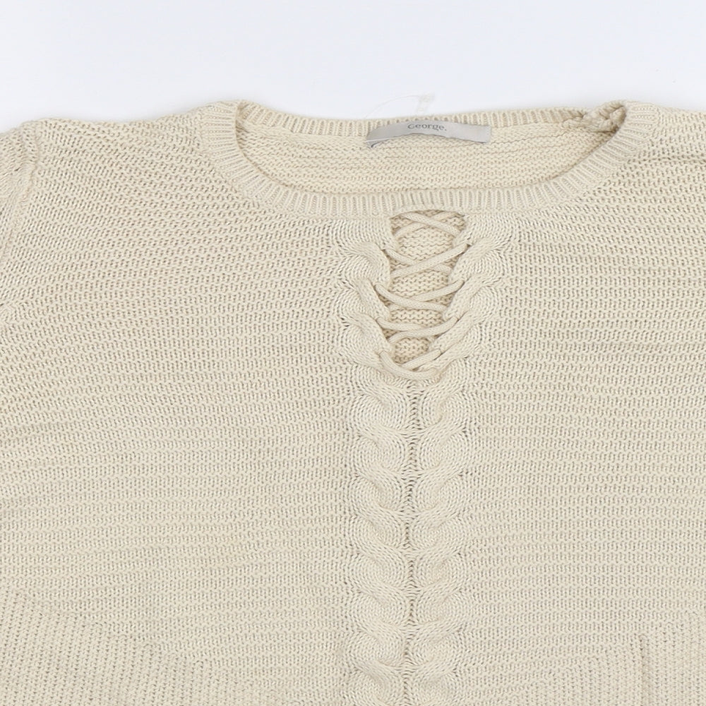 George Womens White  Knit Pullover Jumper Size 14