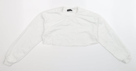 PRETTYLITTLETHING Womens White   Pullover Sweatshirt Size S  - Cropped
