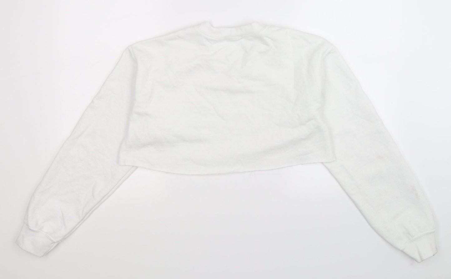 PRETTYLITTLETHING Womens White   Pullover Sweatshirt Size S  - Cropped