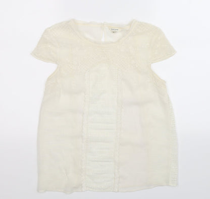 Additional front view of River Island women’s white camisole t-shirt, size UK 8