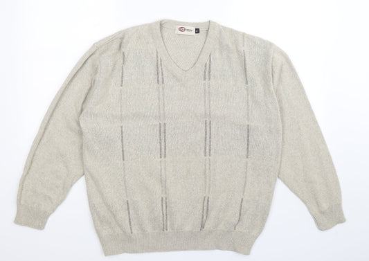 Carabou Womens Beige Striped Knit Pullover Jumper Size XL