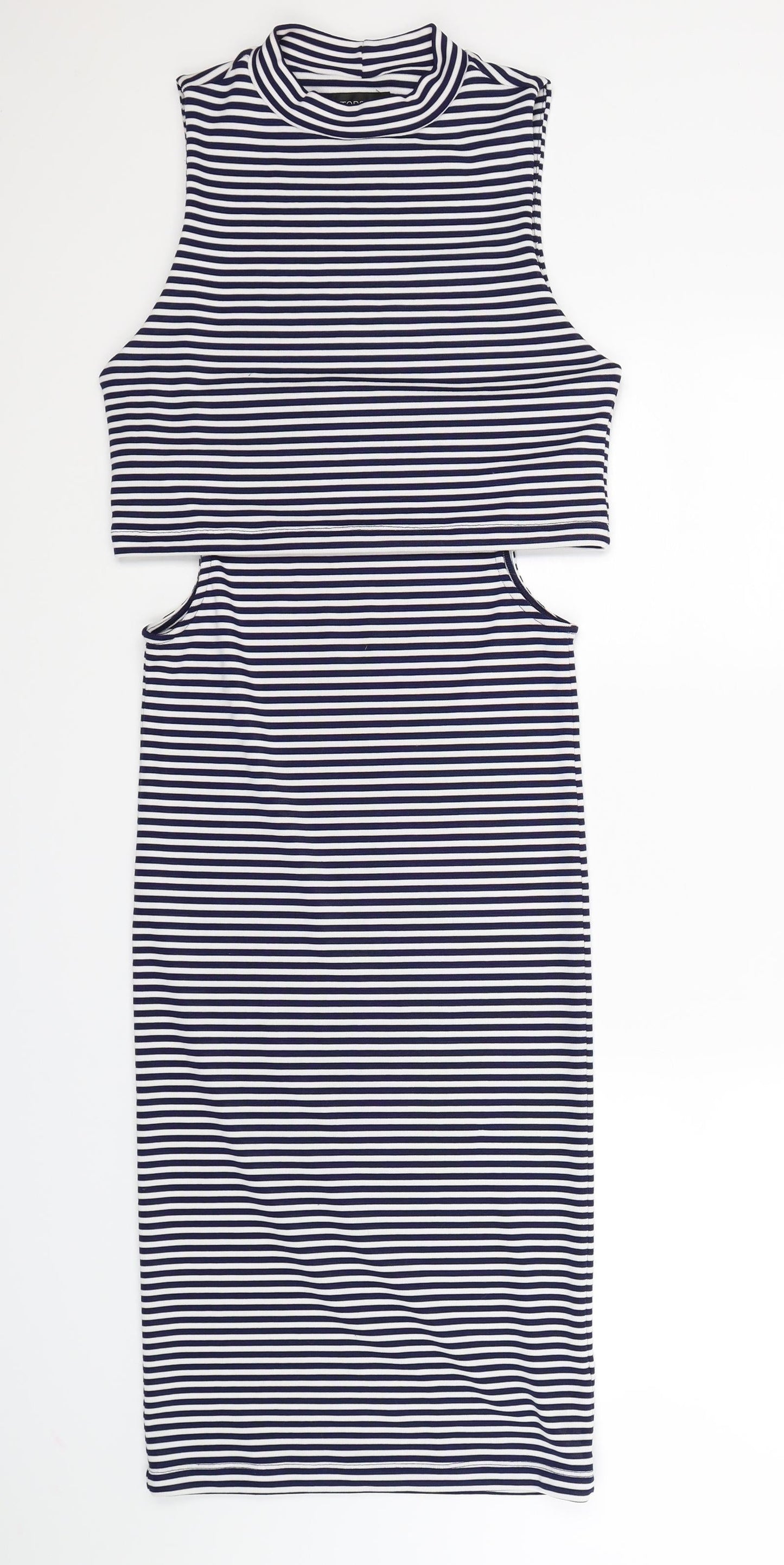 Topshop Womens Blue Striped  Bodycon  Size 10