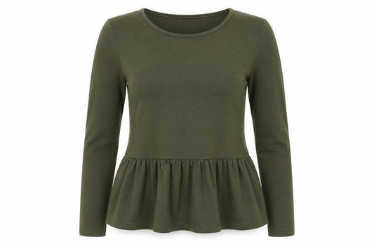 Front view of Boohoo women’s green jumper, size UK 8