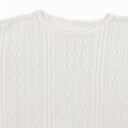 Close-up detail of Berkertex women’s grey knit jumper, size UK 16