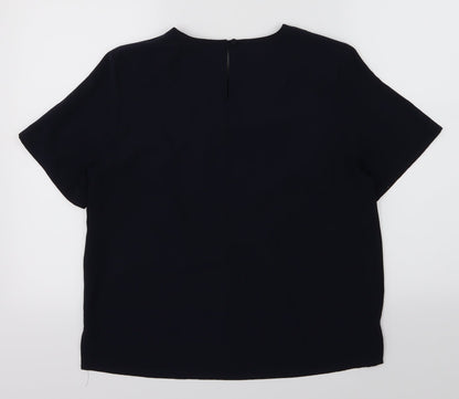 Additional front view of Debenhams classic women’s blue basic blouse, size UK 12