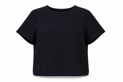 Front view of Debenhams classic women’s blue basic blouse, size UK 12