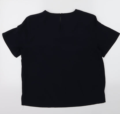 Back view of Debenhams classic women’s blue basic blouse, size UK 12