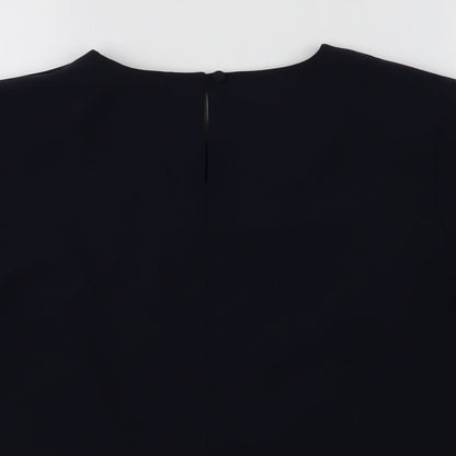 Close-up detail of Debenhams classic women’s blue basic blouse, size UK 12