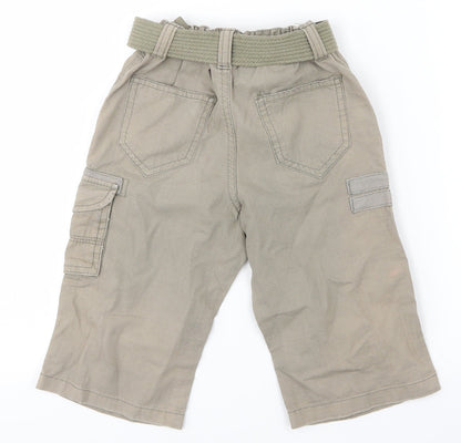 Back view of Rebel Jr boys’ beige cargo shorts, size 4-5, years