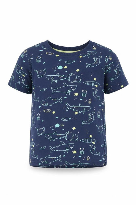 George Girls Blue Animal Print  Basic T-Shirt Size 3-4 Years